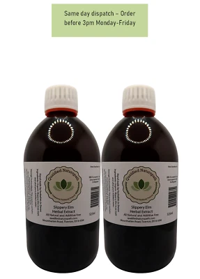 QUALIFIED NATUROPATH Slippery Elm Herbal Extract - Twin Pack 1050ml (2x525ml) - In Glass Bottles
