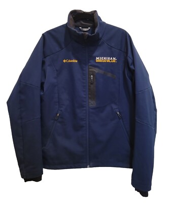 Columbia University of Michigan Navy Softshell Omni-Heat Jacket with Go Blue Emb