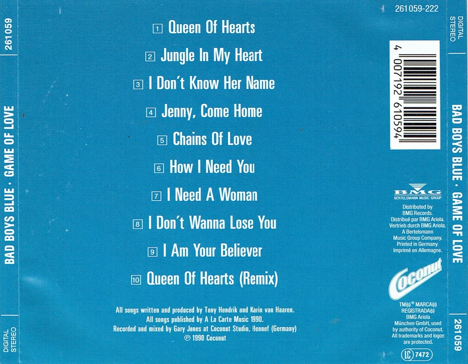 (CD) Bad Boys Blue - Game Of Love - Queen Of Hearts, Jungle In My Heart, u.a. - Bild 2 von 2