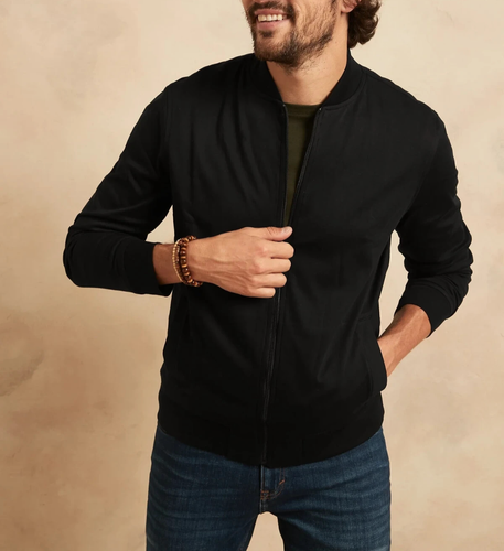Banana Republic Mens Black Full Zip Bomber Jacket Long Sleeve Size S NWT