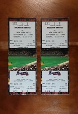 1998 Braves SET Franchise Rec. w/ 106 WINs 2 FULL FIELD Tickets ROW 1 SEAT 1 & 2