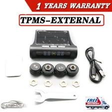 External TPMS Sensor USB+Solar Wireless Car LCD w/4 Tire Pressure Monitor System