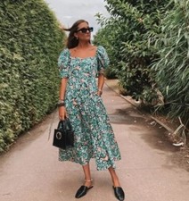 ZARA FLORAL PRINTED POPLIN DRESS 2341/647 SIZE S