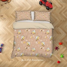 3D Bee Cartoon Kids Quilt Cover Set Duvet Cover Bedding Pillowcases