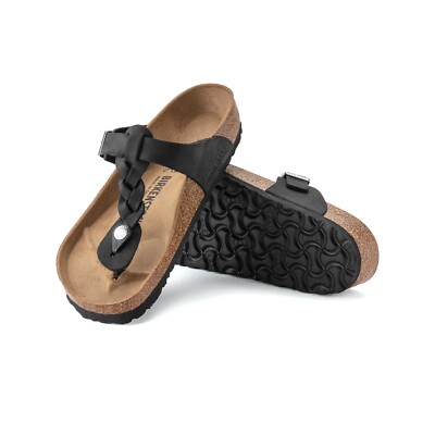 Birkenstock Gizeh Women's Oiled Leather(Black) Braided Sandals | eBay