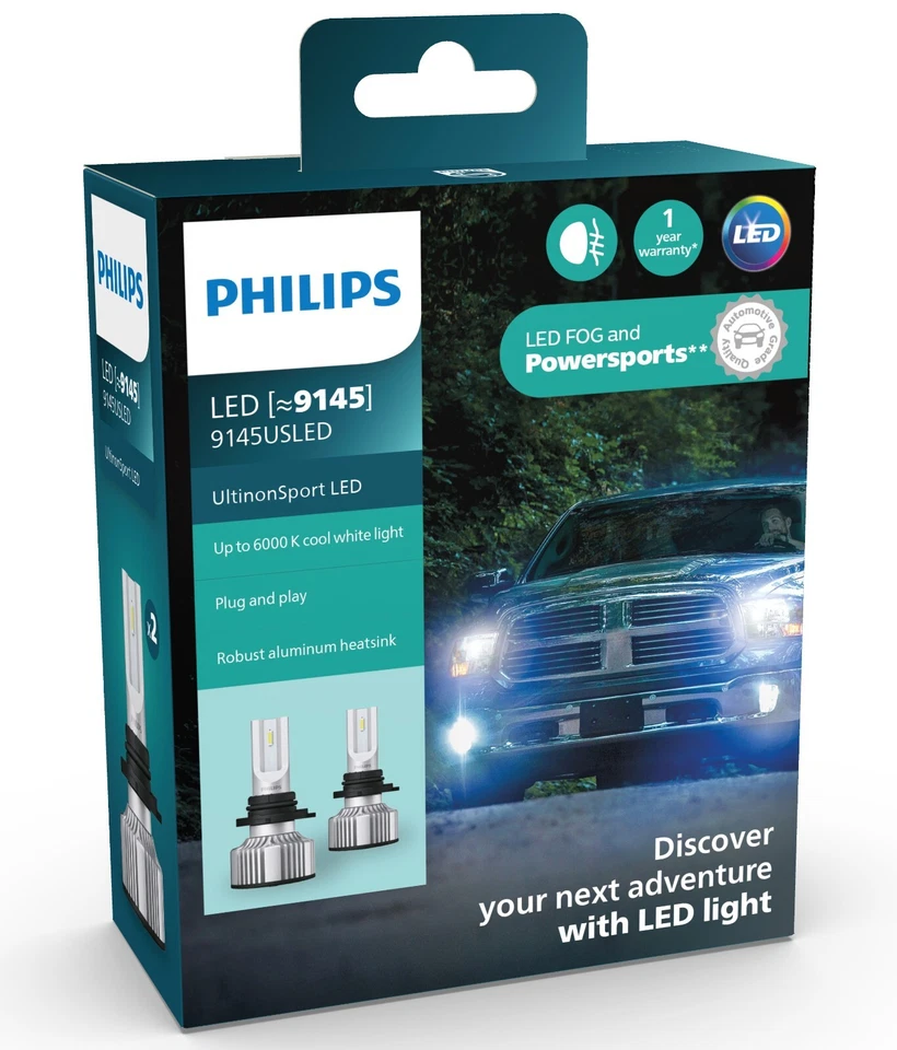 Philips UltinonSport LED White H10 Two Bulbs Fog Light Replacement Upgrade Stock - Image 2 of 4