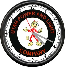 Reddy Kilowatt Utah Power & Light Co Electrician Utility Lineman Sign Wall Clock