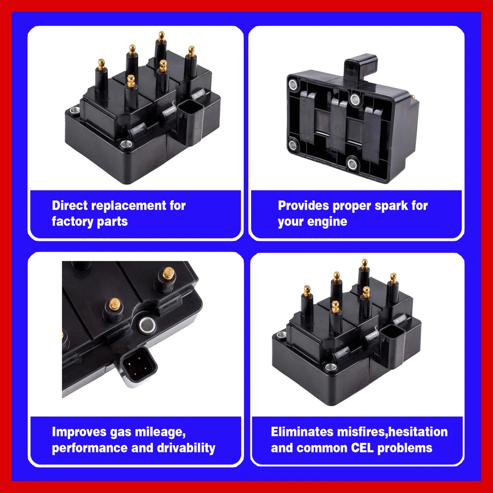 1PC IGNITION COIL UDO971 for 1991 1992 1993 1994 1995 DODGE CARAVAN 3.3L V6 - Image 2 of 4