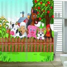 Animals On The Farm 3D Shower Curtain Waterproof Fabric Bathroom Decoration