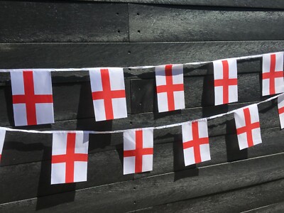 England St George Rugby Fußball Stoff Wimpelkette - 18 Fuß 20 Flaggen - kostenloser Versand