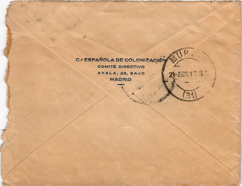 Spain Morocco 1917 cover from Tetuan to Murcia FABRICA DE POLVORA (991) - Picture 2 of 2