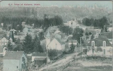 Kalama Washington Aerial View houses church c1907 postcard B82