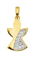 Moderner Schutz Engel Zirkonia AnhäNger Mit Kette Echt Silber 925 Vergoldet Neu