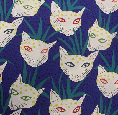 Feline Drive Fabric AT THE COPA Cats Blue Alexander Henry - Sold by the Yard