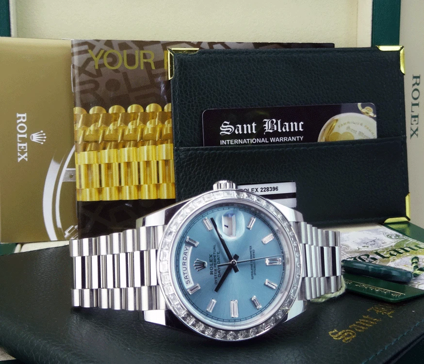 ROLEX 40mm Platinum Day Date 40 President Ice Blue Diamond 228396 TBR SANT BLANC - Bild 2 von 4