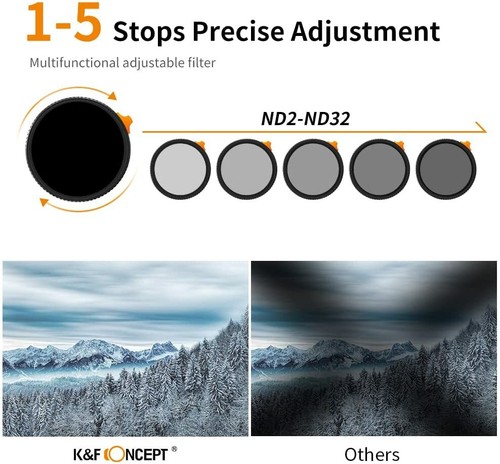K&F Concept 1/4 Black-Mist&Variable ND2-32 Filters 49/52/55/58/62/67/72/77/82mm - Picture 11 of 80