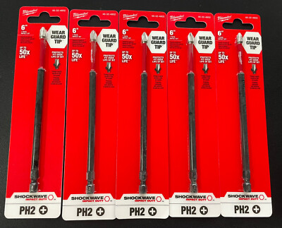 5 Pack Milwaukee 48-32-4802 Phillips Power Bit Brand New