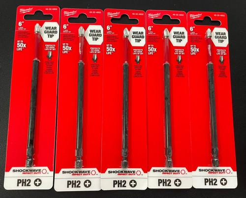 5 Pack Milwaukee 48-32-4802 Phillips Power Bit Brand New - 第 1/4 張圖片