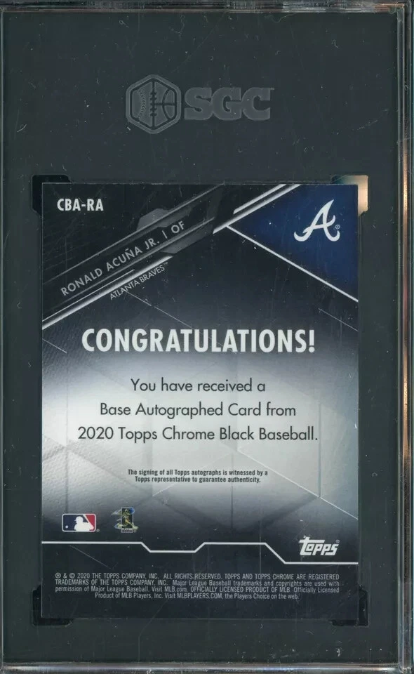 2020 Topps Chrome Black Refractor Ronald Acuna Jr #079/150 SGC 9.5 w/ 10 AUTO - Image 2 of 2