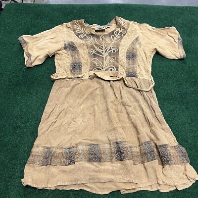 Vintage Art To Wear 24 Karat Boho Dress Tribal Summer Beach 90s