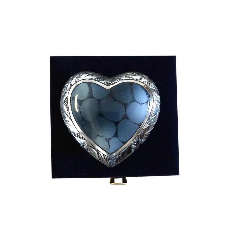 Mystic Blue Small Heart Keepsake Urn For Ashes - Image 2 of 4