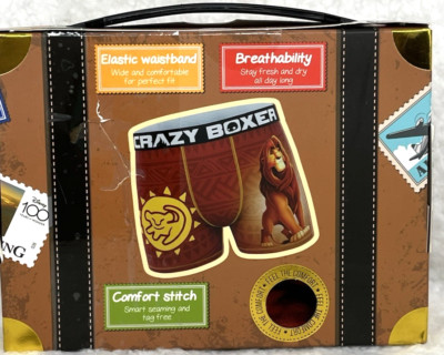 Crazy Boxer Men's Boxer Briefs SZ Small Lion King Mufasa Disney Brown
