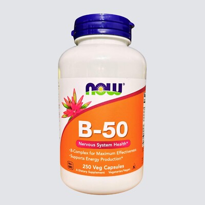 Now Foods B-50 250 Veg Capsules GMP Quality Assured, Vegan, Vegetarian