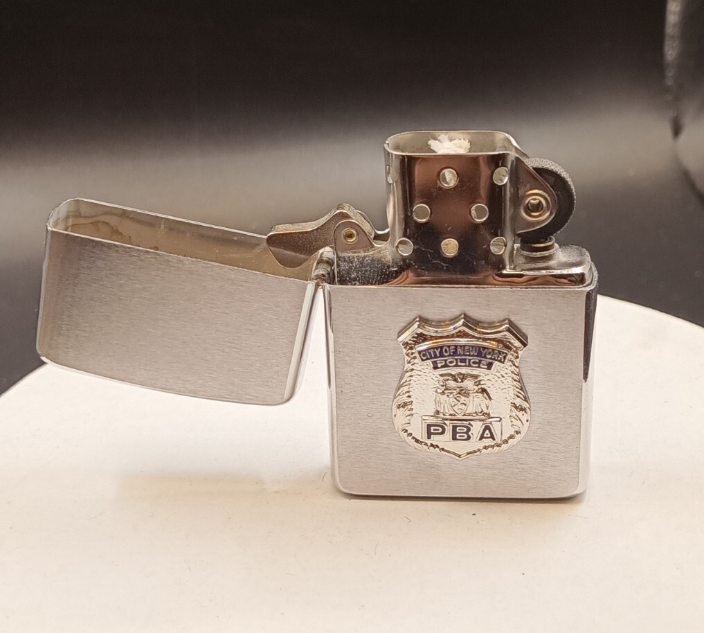 RARE 1961 Zippo Lighter City of New York Police PBA Blue & White 