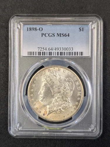 1898 O MS 64 Morgan silver dollar - PCGS - Bright Golden Obv & Rev Toning
