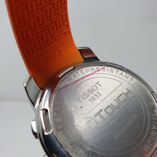 TISSOT T-Touch II Watch Orologio Uomo Cassa In Titanio Arancio Pieghevole - Foto 5 di 5