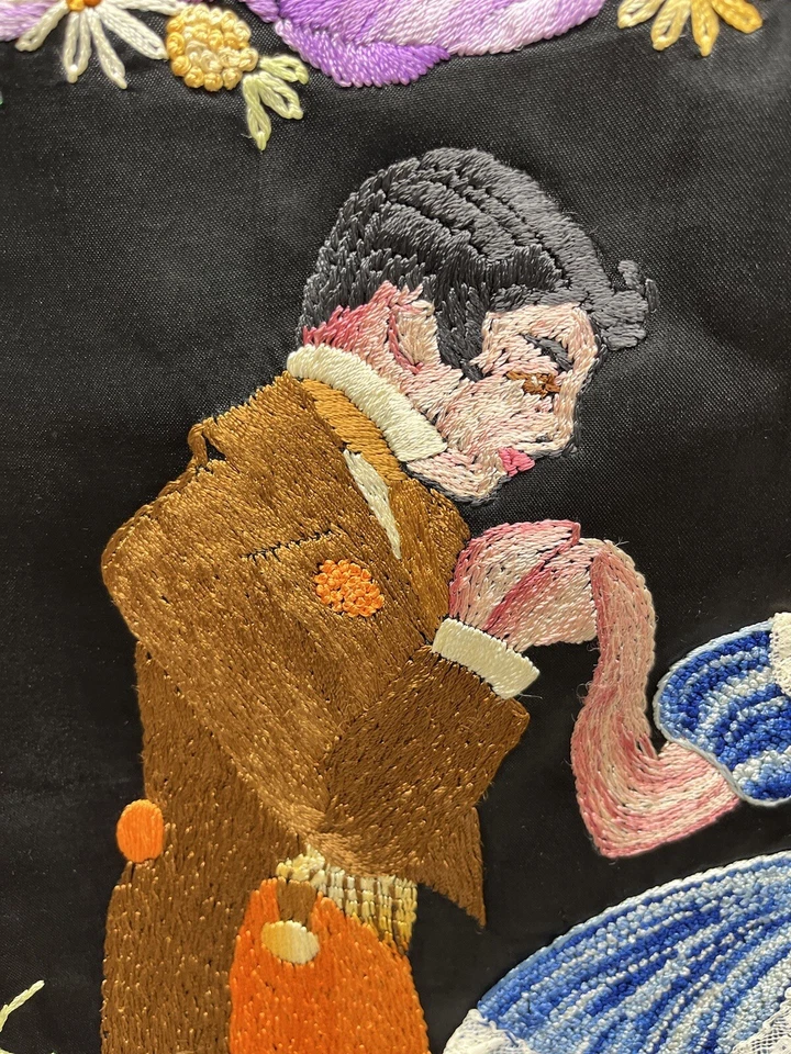 Young Couple In Love Beautiful Embroidered Fabric Large 20.5” W x 27” L - Image 4 of 4