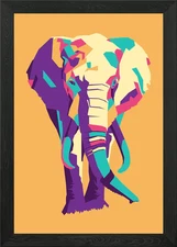Elephant Pop Art Framed Wall Art Poster Canvas Print Picture