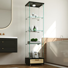 Glasvitrine Modern mit Schubladen und LED für Wohnzimmer Bedroom Aufbewahrung