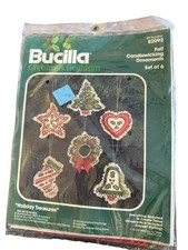 Bucilla Christmas Heirlooms Felt Candlewicking Ornaments Set of 6 82092 Jeweled