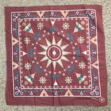 Vintage 21.5  Southwestern Handkerchief Bandana Native American Aztec USA Made