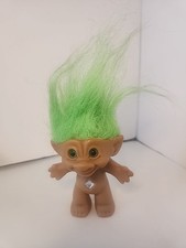 Vintage Ace Novelty Treasure Troll Doll Green Hair Lucky Bingo Troll 3"