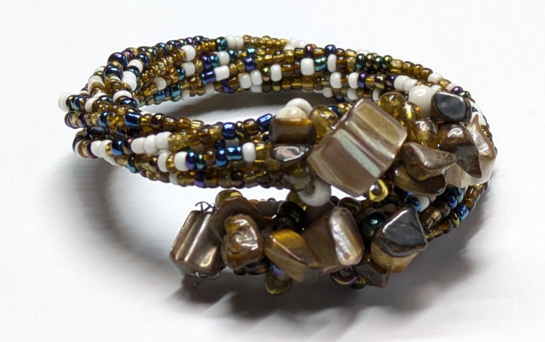 Abalone ShellChip Multicolor Twisted Beaded Bypas… - image 4
