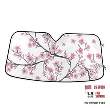 Pink Cherry Blossom Car Windshield Sun Shade Pink white-pink cherry blossom