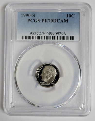 PCGS 1990-S PR70DCAM Dime BEAUTIFUL PROOF WITH A MIRROR FINISH & DEEP CAMEO