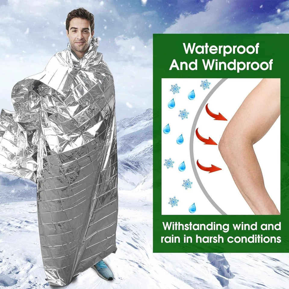 Paquete de 6 mantas de Mylar CXYARY 84"x52" supervivencia de emergencia senderismo equipo de camping Foto 3 de 4