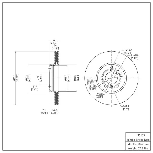 Genuine DYNAMIC FRICTION Disc Brake Rotor 600-31135 | eBay