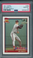 1991 Topps Desert Shield #285 JIM ABBOTT PSA 10 GEM MT ANGELS
