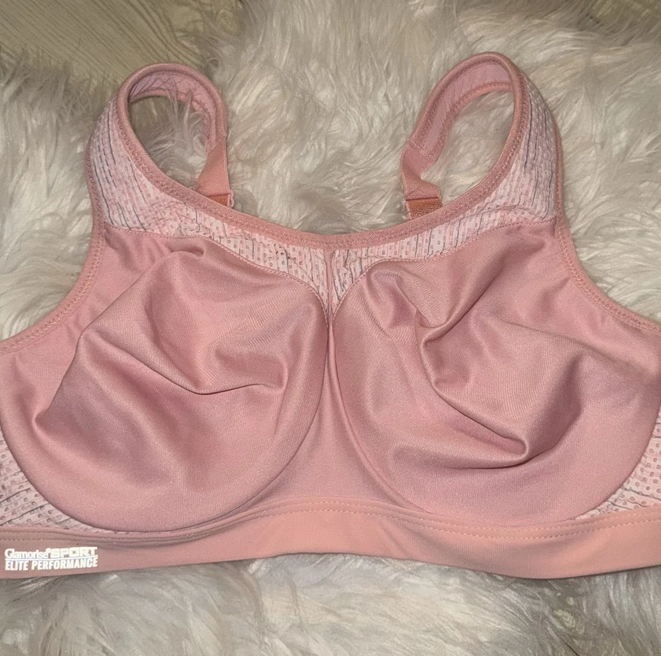 Sujetador deportivo Glamorise High Impact figura completa con aros para mujer 36D rosa 9066 nuevo Foto 3 de 4