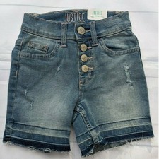 Justice Girls Midi High Waisted Jean Shorts Youth 8 Slim