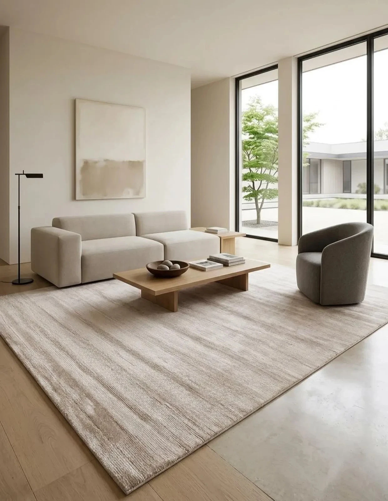 Luxury Greige Tip Sheared Hand Loomed Viscose Area Rug – Shimmering Silver Taupe