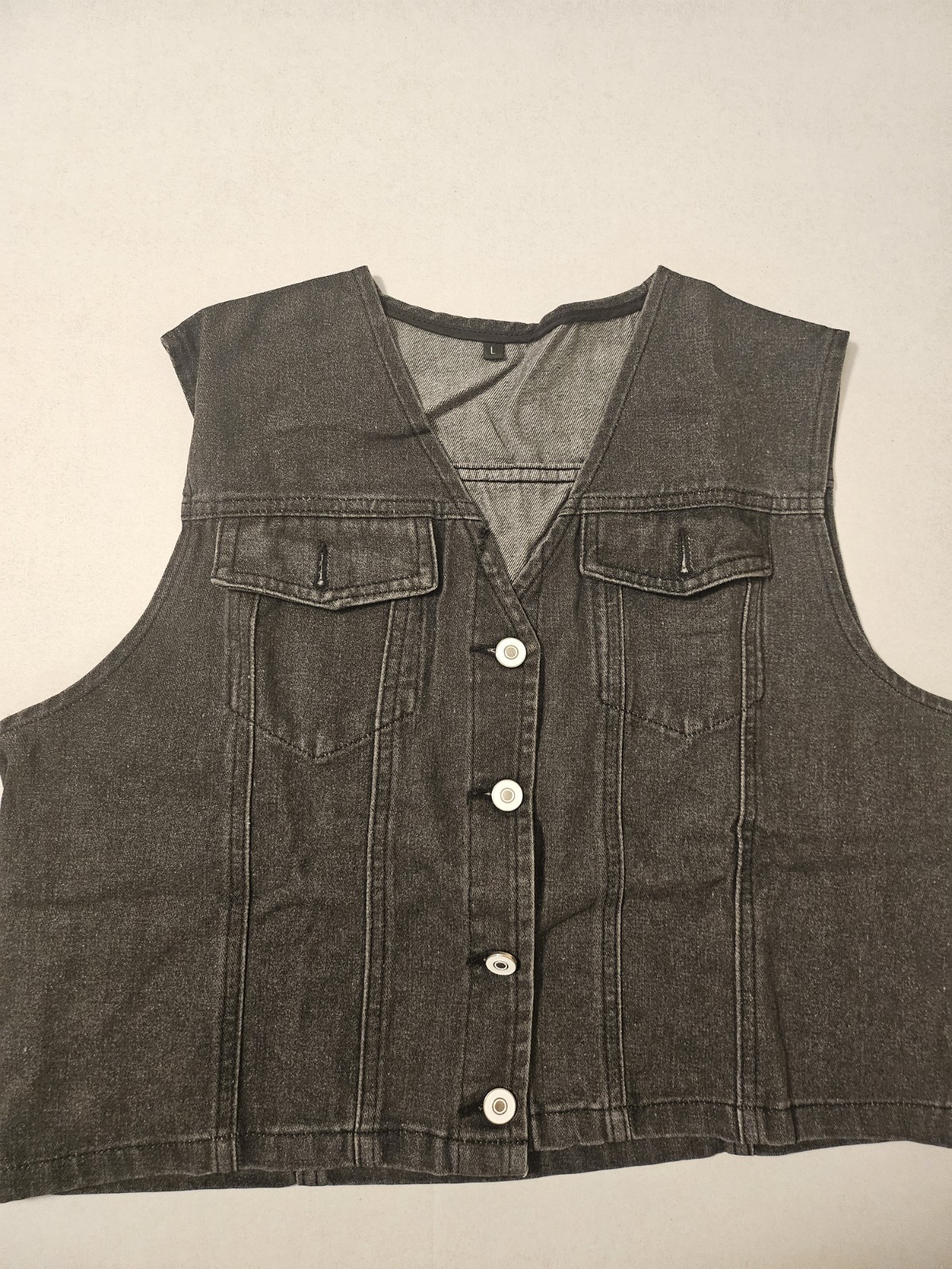 Black Denim Vest Women's Large