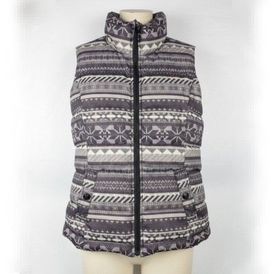 Tommy Hilfiger Fair Isle Down Puffer Vest Sz M Cottagecore Nordic Scandi Zip Ski