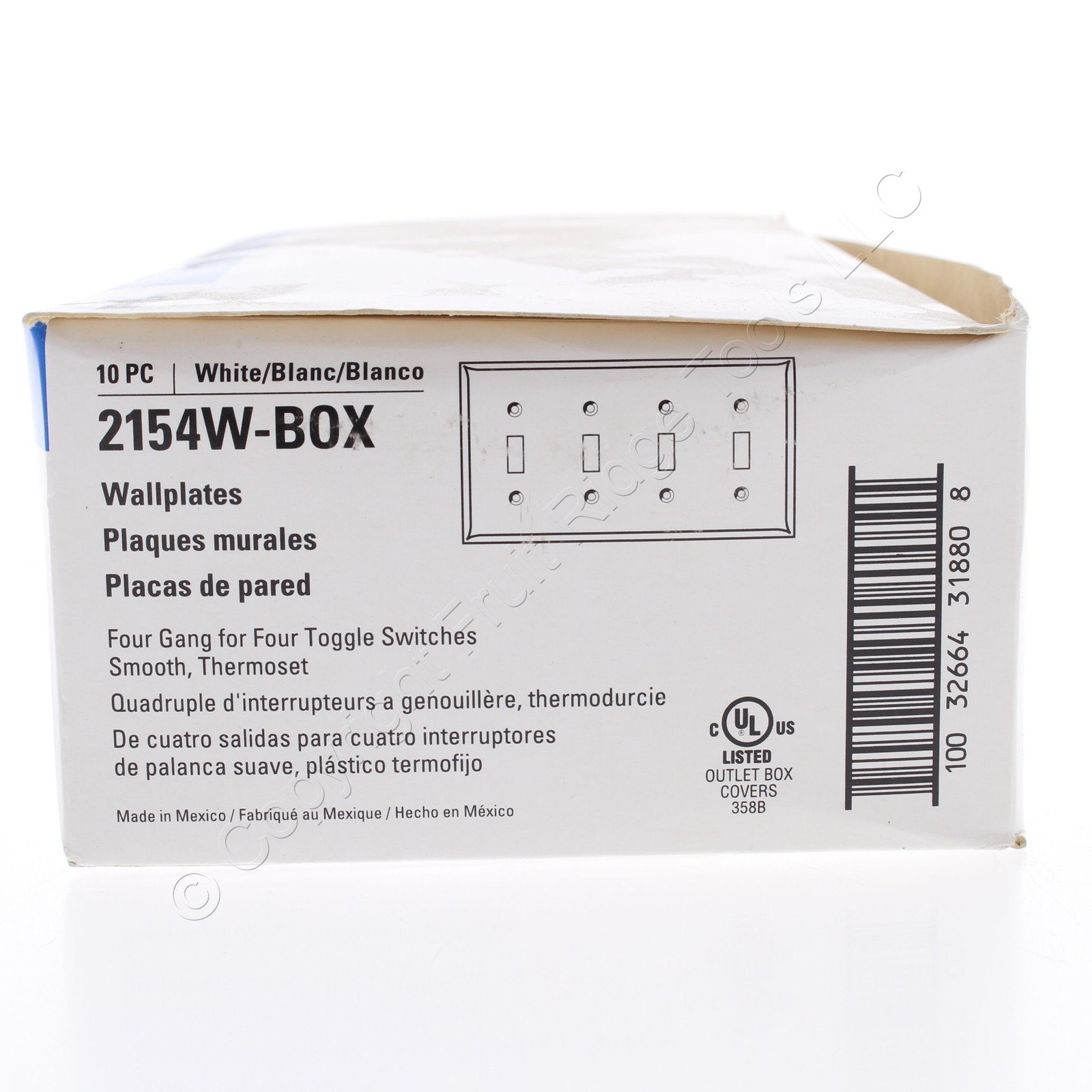 Eaton 2154W White 4-Gang Toggle Switch Plastic Standard Wallplate Covers 10-pack