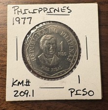 1977 Philippines Pilipinas 1 One Piso Coin Mint Condition With Holder