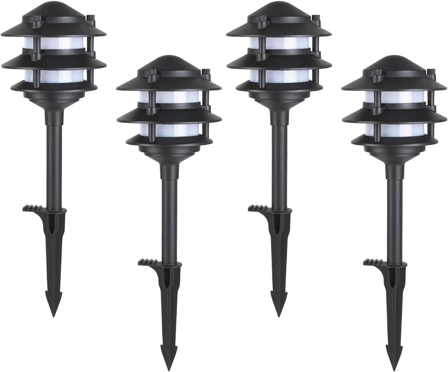 4 Pack Waterproof LED Pathway Lights - Warm White Outdoor Garden Decor